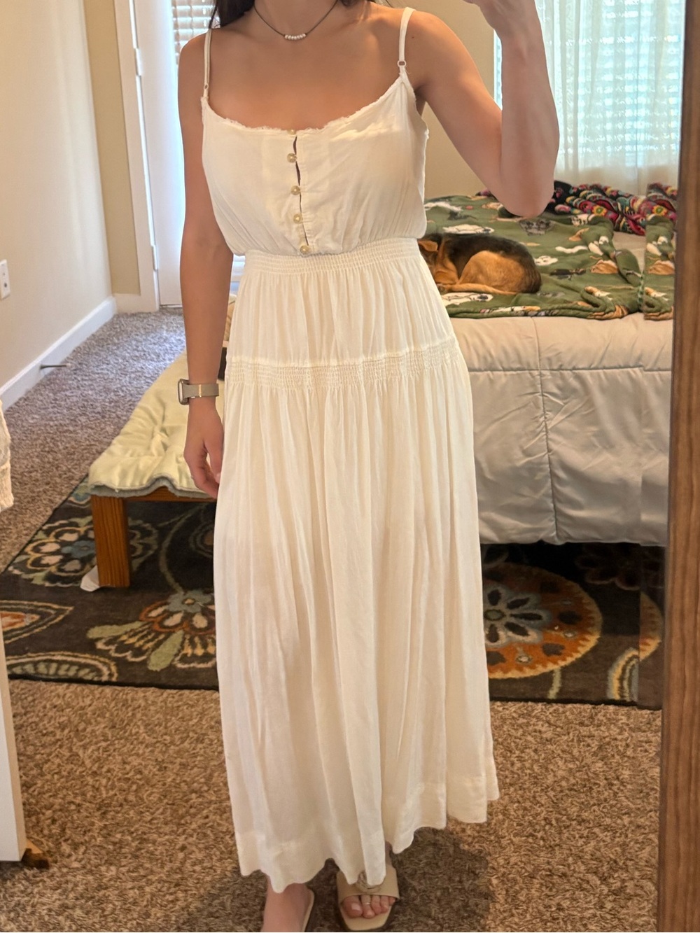 Urban Outfitters Button-Front Spaghetti Strap Maxi Dress